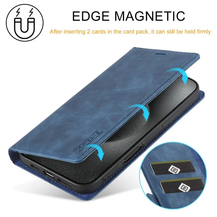 LC.IMEEKE For iPhone 16 Pro Case Wallet Microfiber Leather Phone Cover