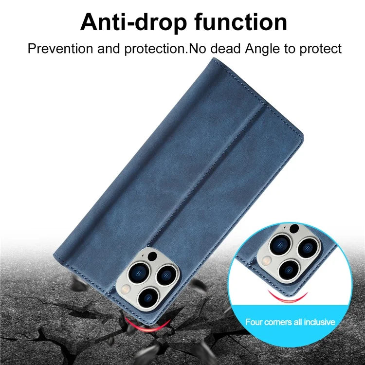 LC.IMEEKE For iPhone 16 Pro Case Wallet Microfiber Leather Phone Cover