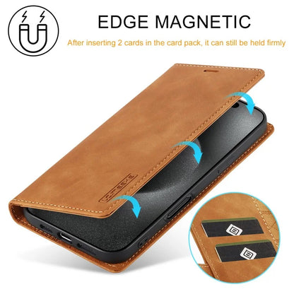 LC.IMEEKE For iPhone 16 Pro Case Wallet Microfiber Leather Phone Cover