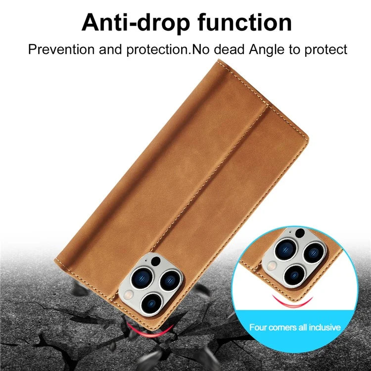 LC.IMEEKE For iPhone 16 Pro Case Wallet Microfiber Leather Phone Cover
