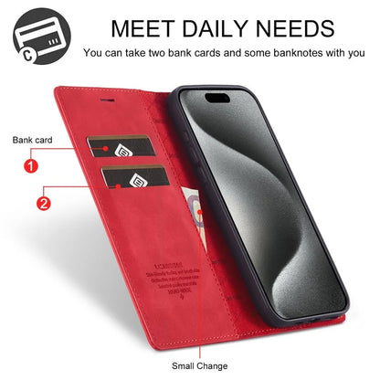 LC.IMEEKE For iPhone 16 Pro Case Wallet Microfiber Leather Phone Cover