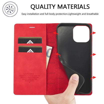 LC.IMEEKE For iPhone 16 Pro Case Wallet Microfiber Leather Phone Cover