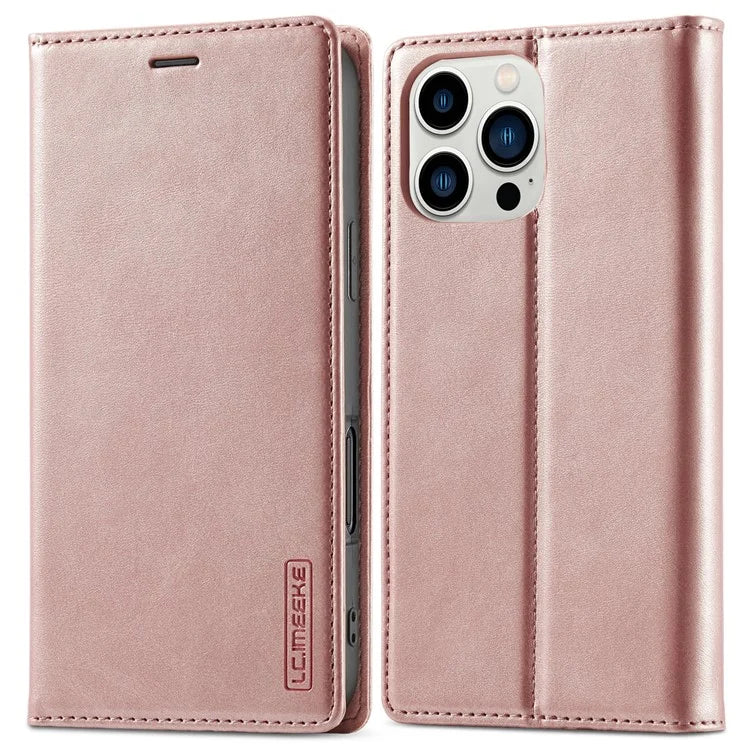 LC.IMEEKE For iPhone 16 Pro Case Wallet Microfiber Leather Phone Cover