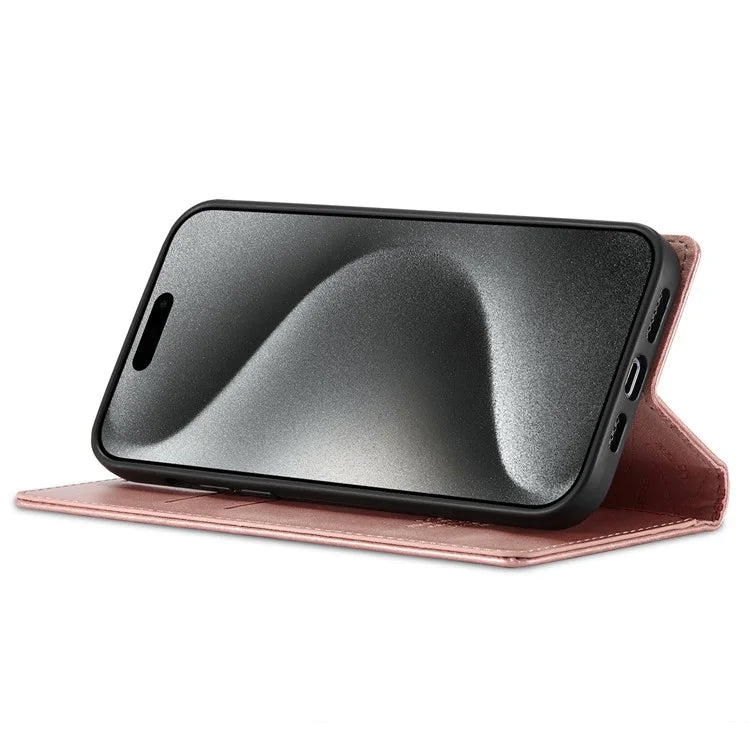 LC.IMEEKE For iPhone 16 Pro Case Wallet Microfiber Leather Phone Cover