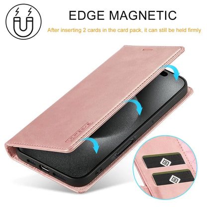 LC.IMEEKE For iPhone 16 Pro Case Wallet Microfiber Leather Phone Cover
