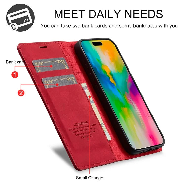 LC.IMEEKE For iPhone 16 Plus Case Wallet Microfiber Leather Phone Cover