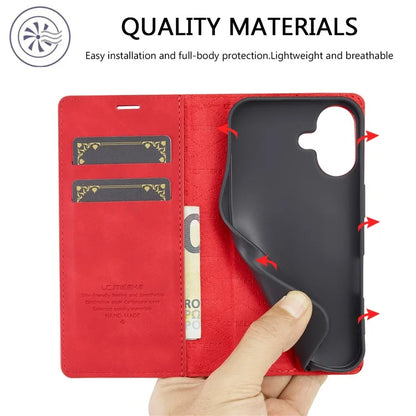 LC.IMEEKE For iPhone 16 Plus Case Wallet Microfiber Leather Phone Cover