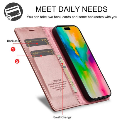 LC.IMEEKE For iPhone 16 Plus Case Wallet Microfiber Leather Phone Cover
