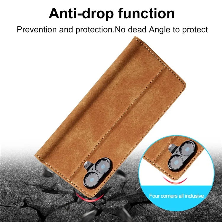 LC.IMEEKE For iPhone 16 Case Wallet Microfiber Leather Phone Cover