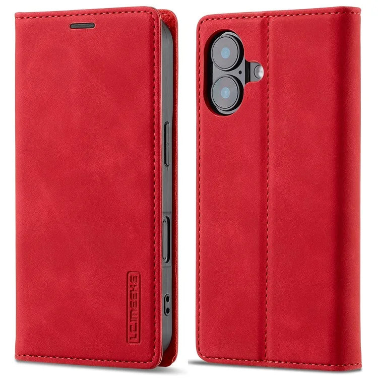 LC.IMEEKE For iPhone 16 Case Wallet Microfiber Leather Phone Cover