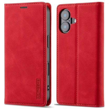 LC.IMEEKE For iPhone 16 Case Wallet Microfiber Leather Phone Cover