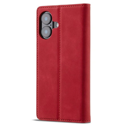 LC.IMEEKE For iPhone 16 Case Wallet Microfiber Leather Phone Cover