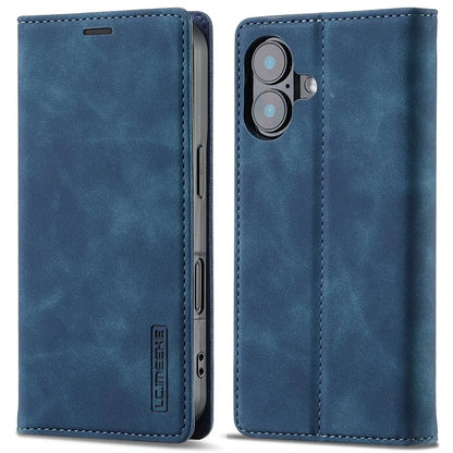 LC.IMEEKE For iPhone 16 Case Wallet Microfiber Leather Phone Cover