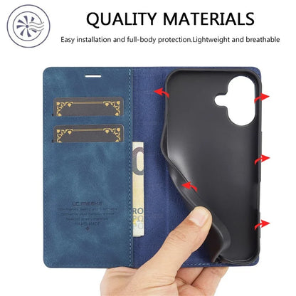 LC.IMEEKE For iPhone 16 Case Wallet Microfiber Leather Phone Cover
