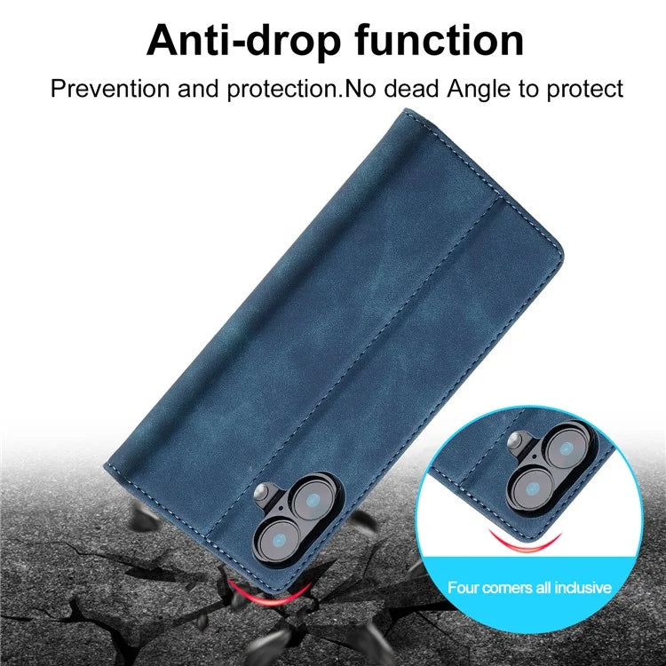 LC.IMEEKE For iPhone 16 Case Wallet Microfiber Leather Phone Cover
