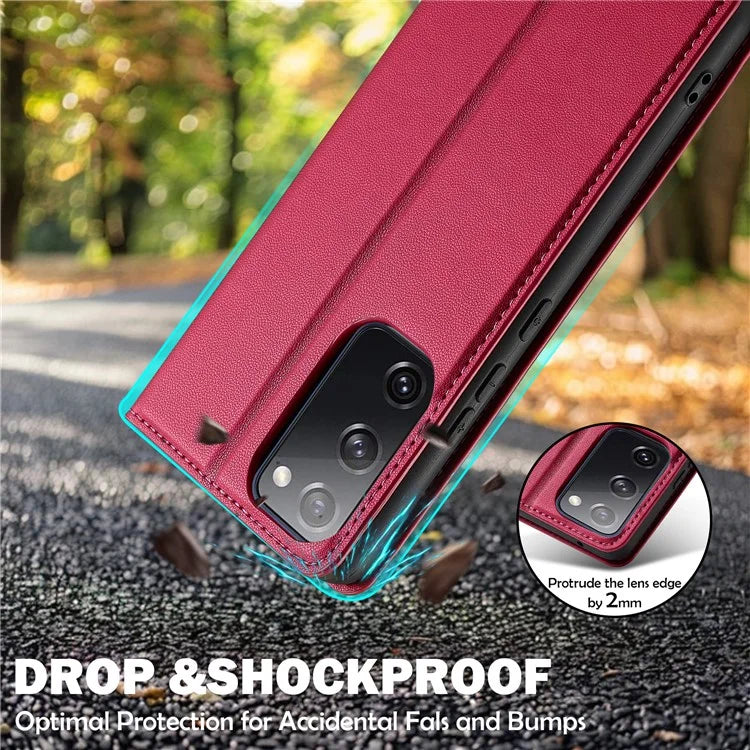 LC.IMEEKE L1 Series for Samsung Galaxy S20 FE 2022 / S20 FE 5G / S20 FE / S20 Lite Case Leather Wallet Stand Phone Cover
