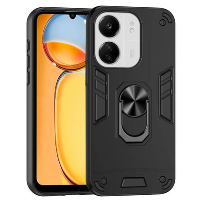 For Xiaomi Redmi 13C 5G / 13C 4G / 13R 5G / Poco C65 4G / Poco M6 5G Case PC+TPU Drop Defend Phone Cover with Ring Kickstand