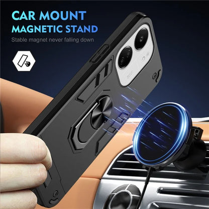 For Xiaomi Redmi 13C 5G / 13C 4G / 13R 5G / Poco C65 4G / Poco M6 5G Case PC+TPU Drop Defend Phone Cover with Ring Kickstand