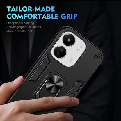 For Xiaomi Redmi 13C 5G / 13C 4G / 13R 5G / Poco C65 4G / Poco M6 5G Case PC+TPU Drop Defend Phone Cover with Ring Kickstand