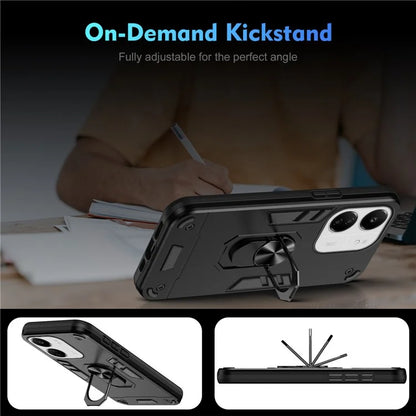 For Xiaomi Redmi 13C 5G / 13C 4G / 13R 5G / Poco C65 4G / Poco M6 5G Case PC+TPU Drop Defend Phone Cover with Ring Kickstand