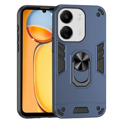 For Xiaomi Redmi 13C 5G / 13C 4G / 13R 5G / Poco C65 4G / Poco M6 5G Case PC+TPU Drop Defend Phone Cover with Ring Kickstand