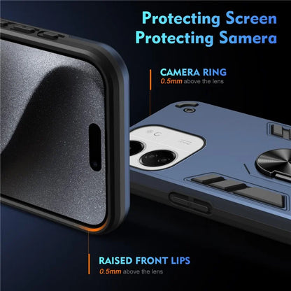 For Xiaomi Redmi 13C 5G / 13C 4G / 13R 5G / Poco C65 4G / Poco M6 5G Case PC+TPU Drop Defend Phone Cover with Ring Kickstand