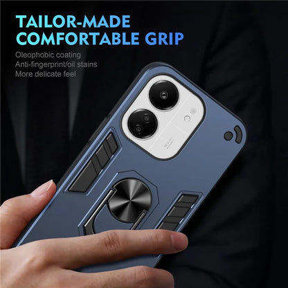 For Xiaomi Redmi 13C 5G / 13C 4G / 13R 5G / Poco C65 4G / Poco M6 5G Case PC+TPU Drop Defend Phone Cover with Ring Kickstand