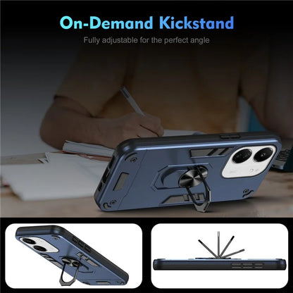 For Xiaomi Redmi 13C 5G / 13C 4G / 13R 5G / Poco C65 4G / Poco M6 5G Case PC+TPU Drop Defend Phone Cover with Ring Kickstand
