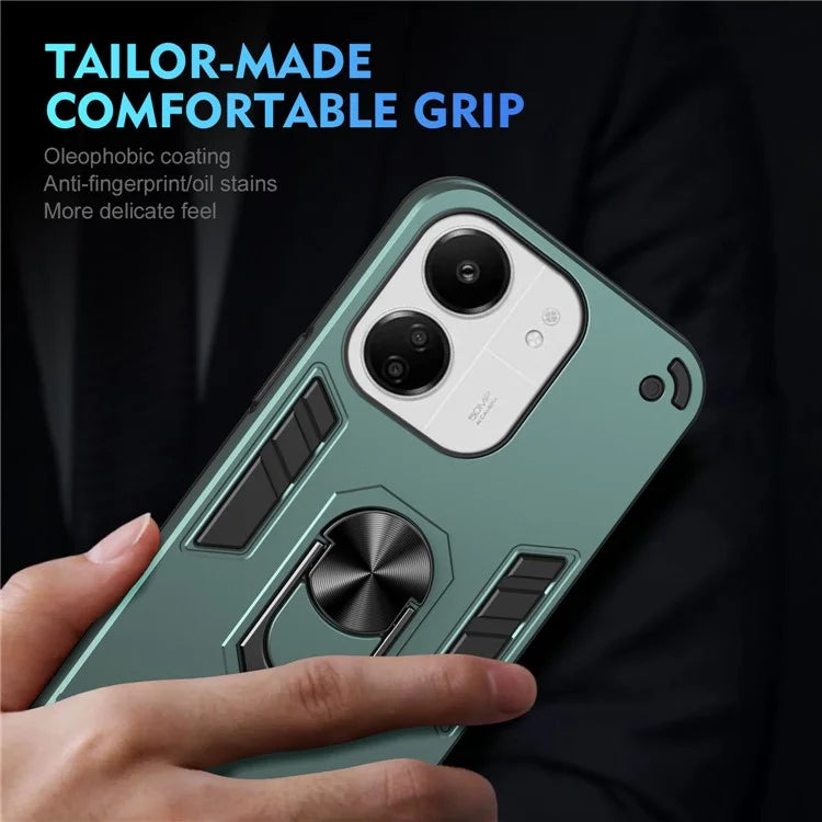 For Xiaomi Redmi 13C 5G / 13C 4G / 13R 5G / Poco C65 4G / Poco M6 5G Case PC+TPU Drop Defend Phone Cover with Ring Kickstand