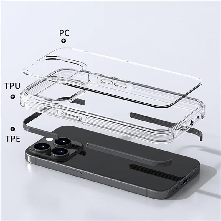 For iPhone 16 Pro Case TPU+PC+TPE Anti-Scratch Clear Phone Cover