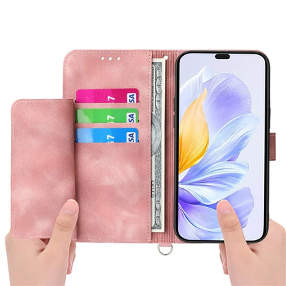 For Honor X60i 5G Case Flower Pattern PU Leather Wallet Phone Cover with Strap