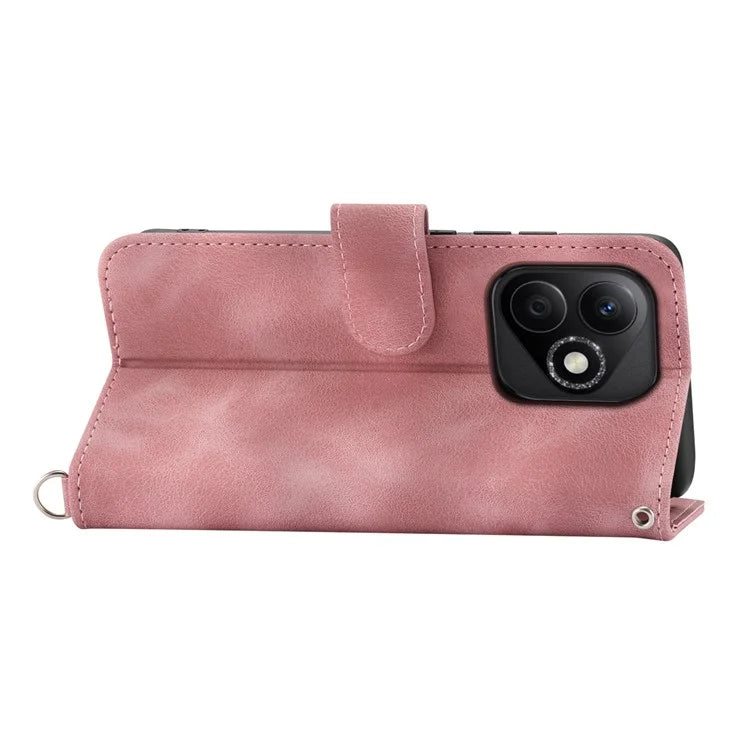 For Honor X60i 5G Case Flower Pattern PU Leather Wallet Phone Cover with Strap