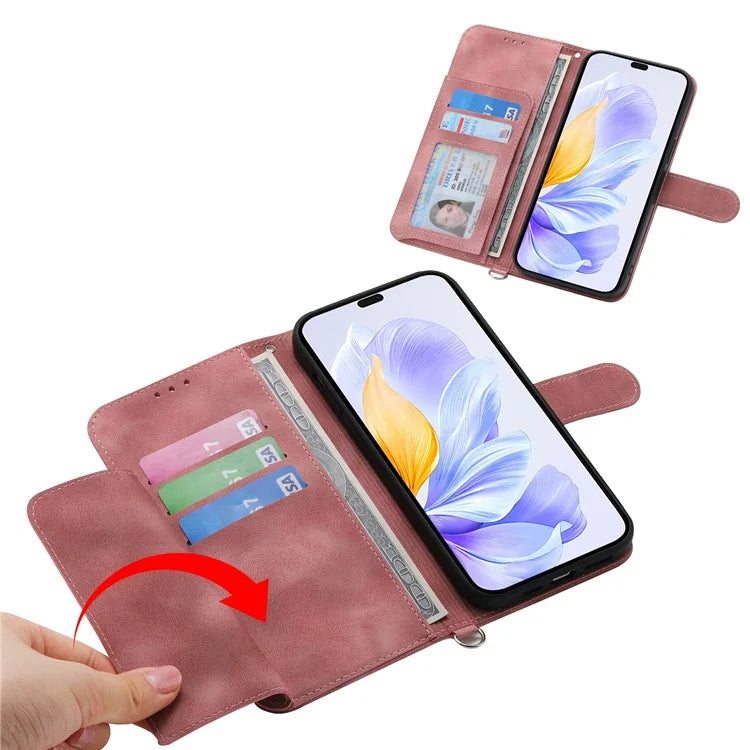 For Honor X60i 5G Case Flower Pattern PU Leather Wallet Phone Cover with Strap