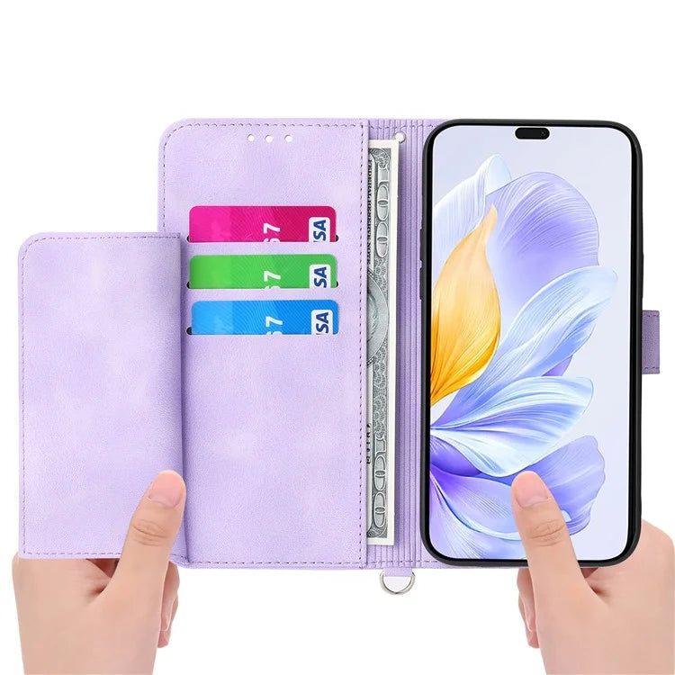 For Honor X60i 5G Case Flower Pattern PU Leather Wallet Phone Cover with Strap