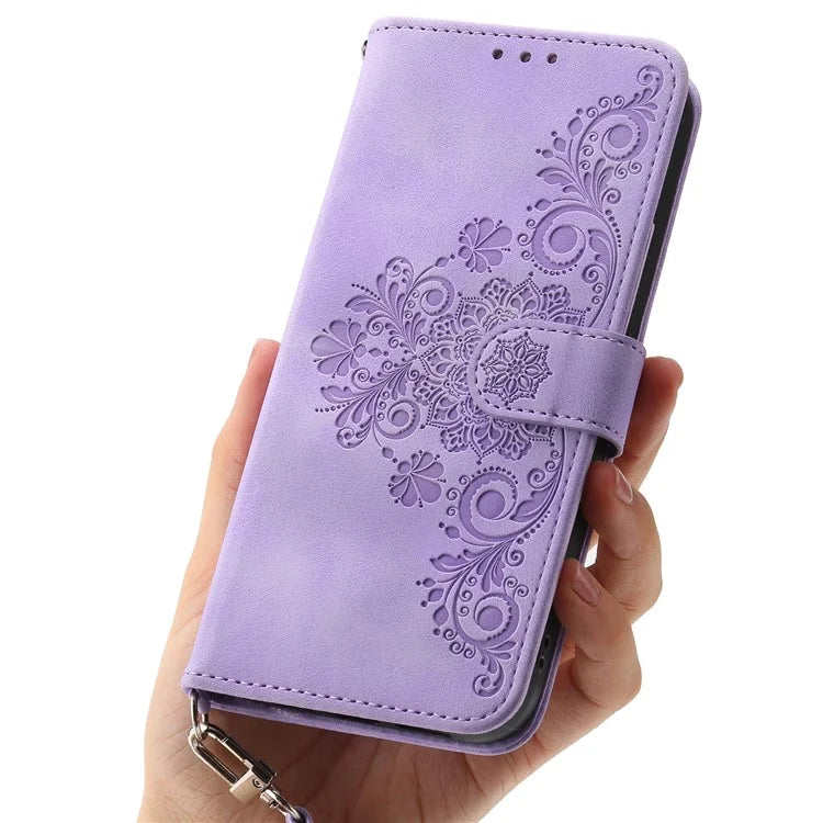 For Honor X60i 5G Case Flower Pattern PU Leather Wallet Phone Cover with Strap