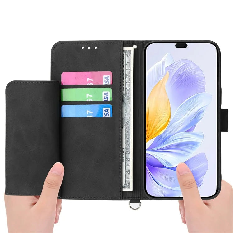 For Honor X60i 5G Case Flower Pattern PU Leather Wallet Phone Cover with Strap
