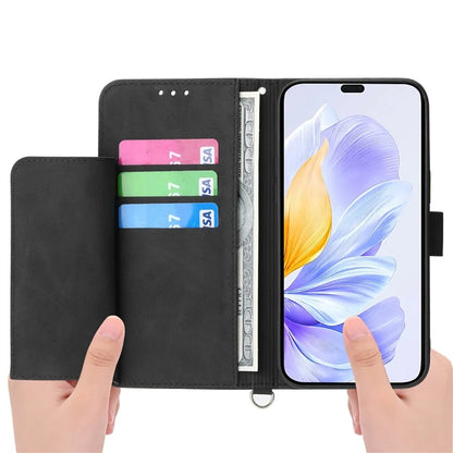 For Honor X60i 5G Case Flower Pattern PU Leather Wallet Phone Cover with Strap