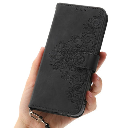For Honor X60i 5G Case Flower Pattern PU Leather Wallet Phone Cover with Strap