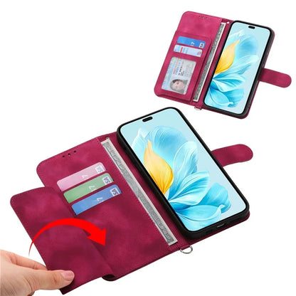 For Honor 200 Lite Case Flower Pattern PU Leather Wallet Phone Cover with Strap
