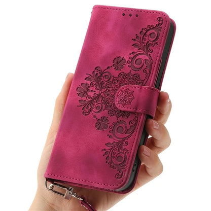 For Honor 200 Lite Case Flower Pattern PU Leather Wallet Phone Cover with Strap