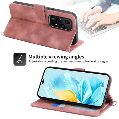 For Honor 200 Lite Case Flower Pattern PU Leather Wallet Phone Cover with Strap