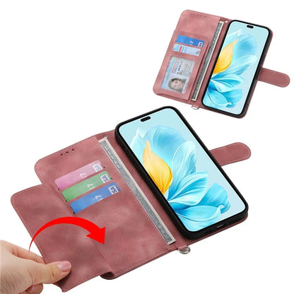 For Honor 200 Lite Case Flower Pattern PU Leather Wallet Phone Cover with Strap