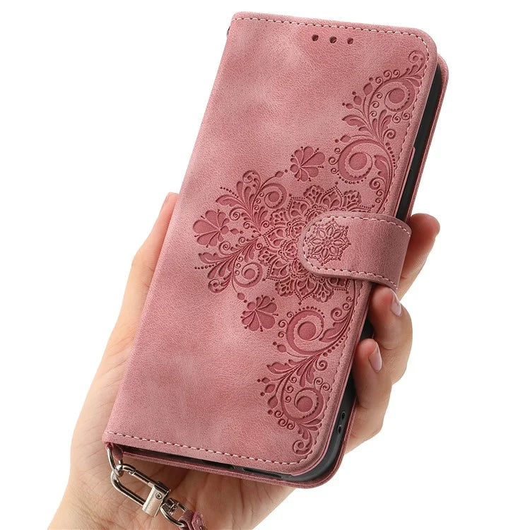 For Honor 200 Lite Case Flower Pattern PU Leather Wallet Phone Cover with Strap