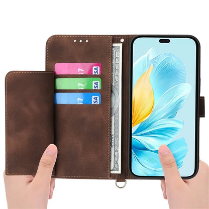 For Honor 200 Lite Case Flower Pattern PU Leather Wallet Phone Cover with Strap