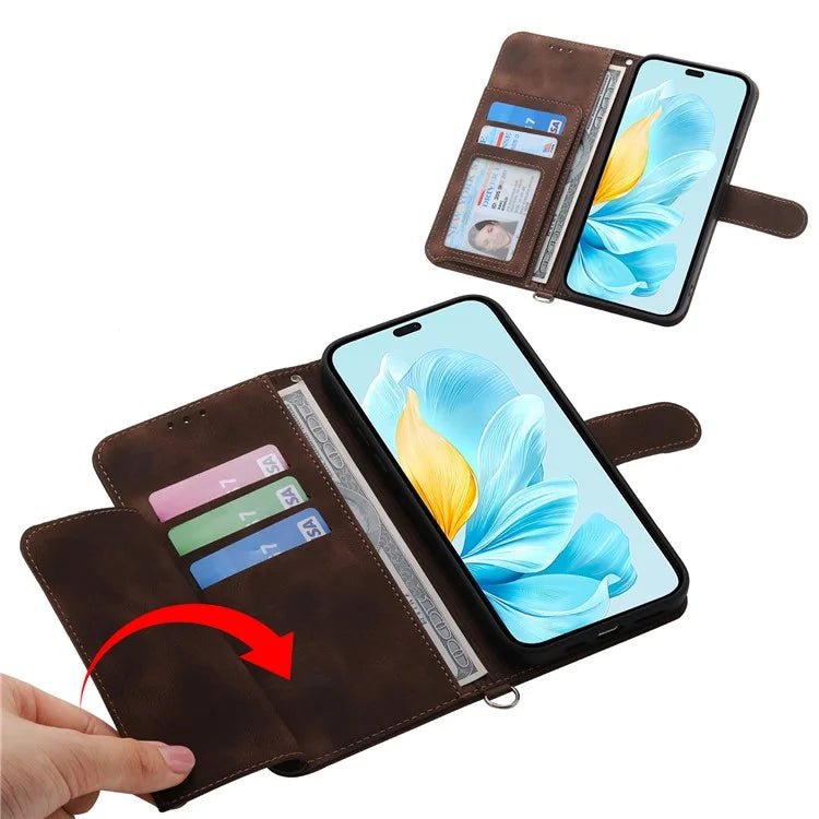 For Honor 200 Lite Case Flower Pattern PU Leather Wallet Phone Cover with Strap