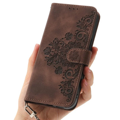 For Honor 200 Lite Case Flower Pattern PU Leather Wallet Phone Cover with Strap