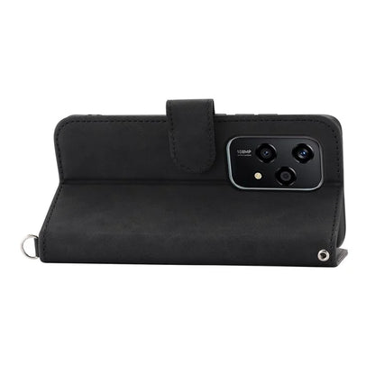 For Honor 200 Lite Case Flower Pattern PU Leather Wallet Phone Cover with Strap