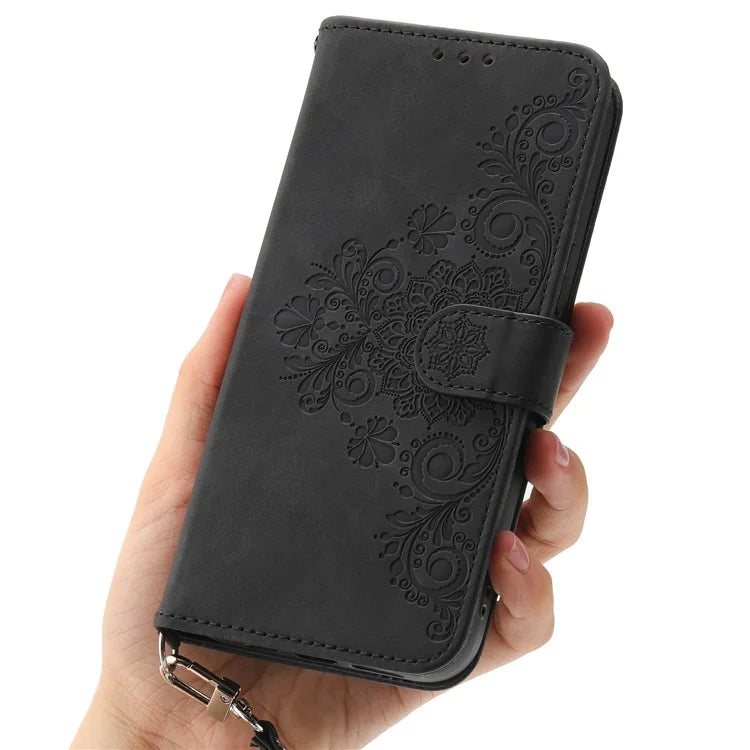 For Honor 200 Lite Case Flower Pattern PU Leather Wallet Phone Cover with Strap