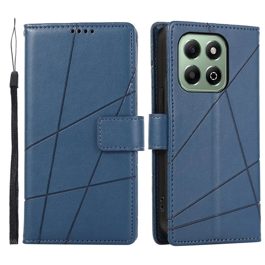 DF-06 For Honor X6b 4G Phone Case Line Imprint Leather Wallet Cover