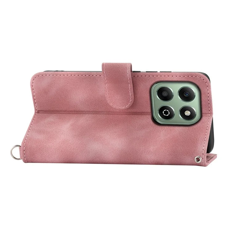 For Honor X6b 4G Case Flower Pattern PU Leather Wallet Phone Cover with Strap